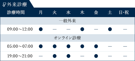 外来診察時間表