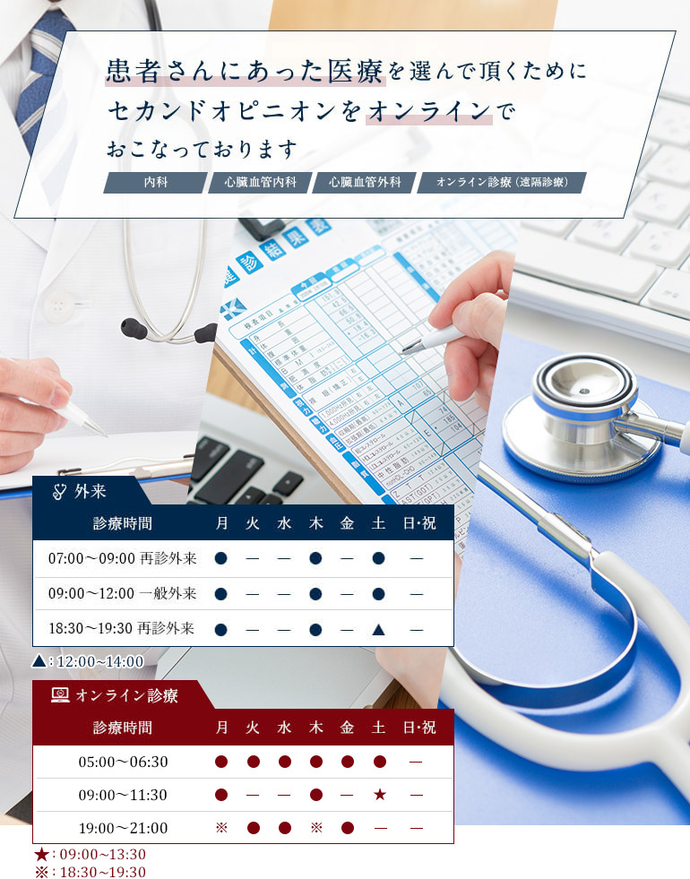 患者さんにあった医療を選んで頂くためにセカンドオピニオンをオンラインでおこなっております